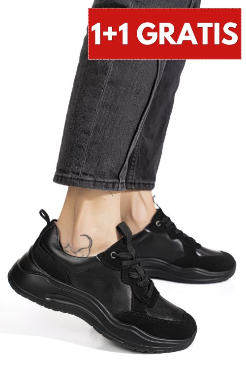 Pantofi sport negri piele naturala fpc002455