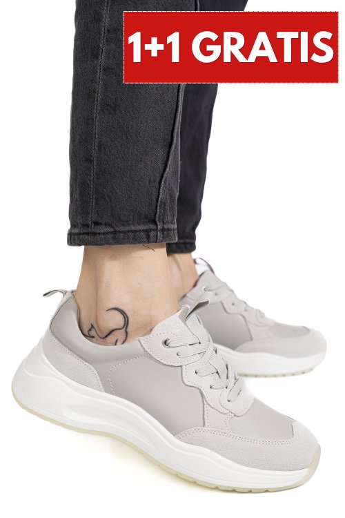 Pantofi sport gri piele naturala fpc002455