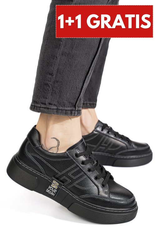 Pantofi sport negri piele naturala jpcy6821