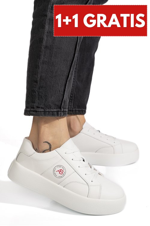 Pantofi sport albi piele naturala fpc001879