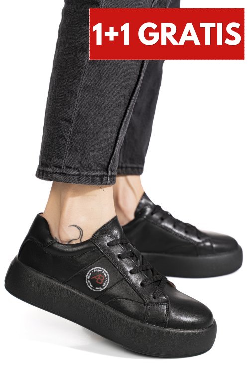 Pantofi sport negri piele naturala fpc001879