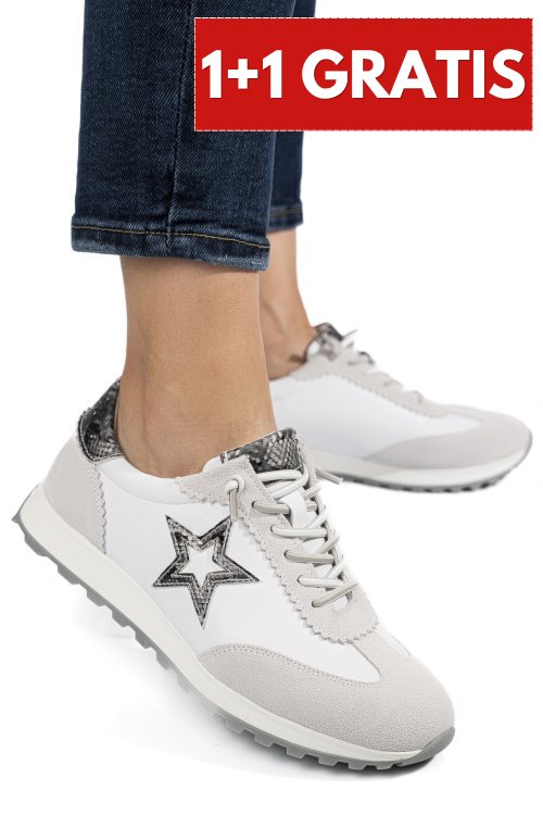 Pantofi sport alb gri piele naturala fsp002479