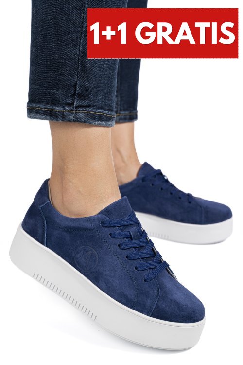Pantofi sport albastri piele naturala intoarsa fsp002470