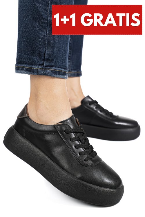 Pantofi sport negri piele naturala fsp001884