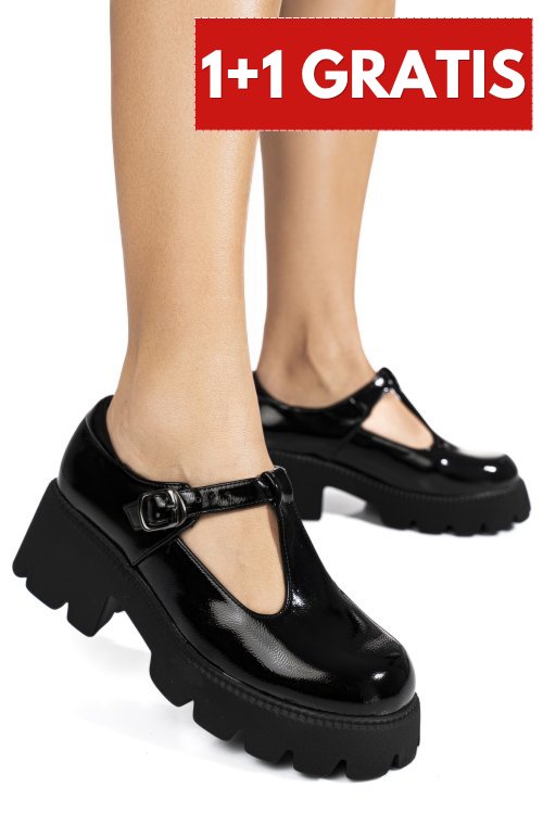 Pantofi black shining lspu28