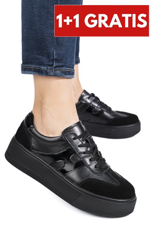 Pantofi sport negri piele naturala tsp8076