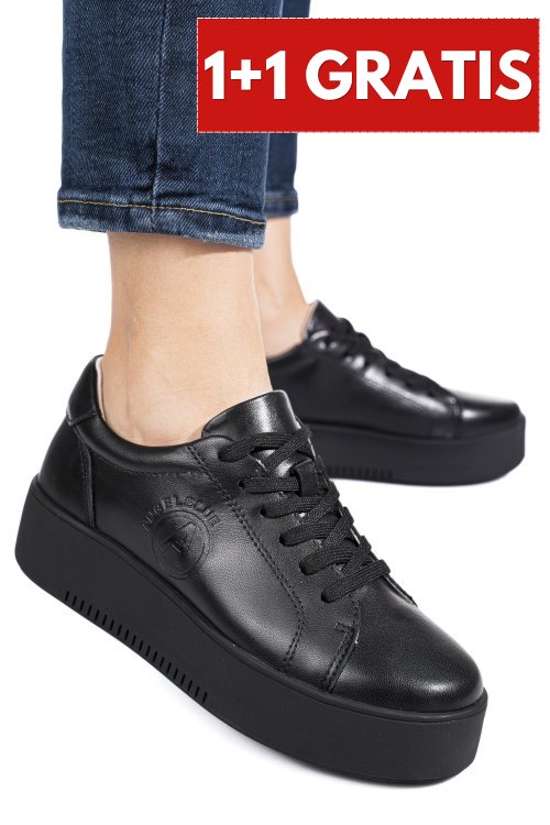 Pantofi sport negri piele naturala fsp002470
