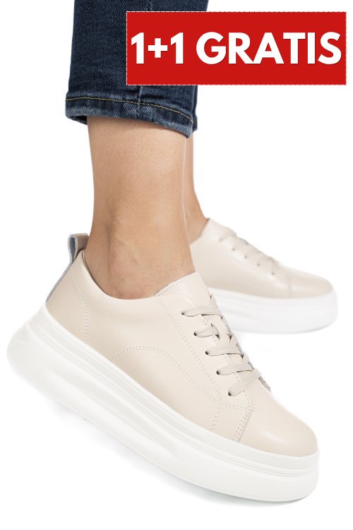 Pantofi sport bej piele naturala aspw202326