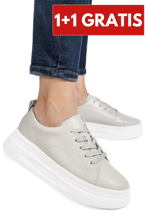 Pantofi sport gri piele naturala aspw202326