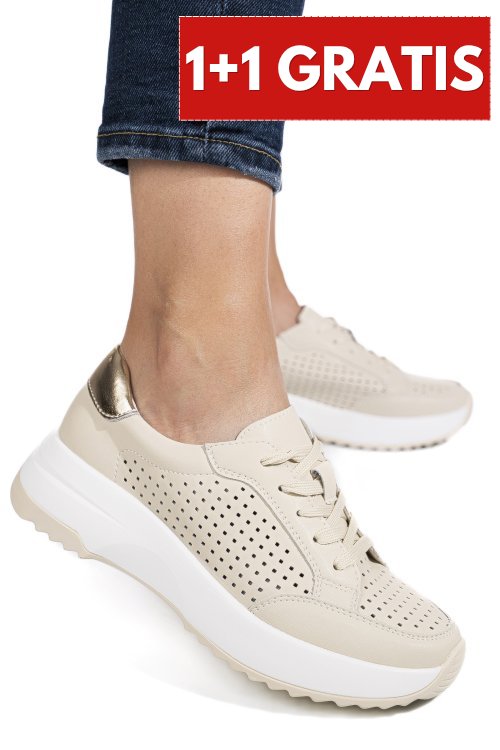 Pantofi sport bej piele naturala tsp2820