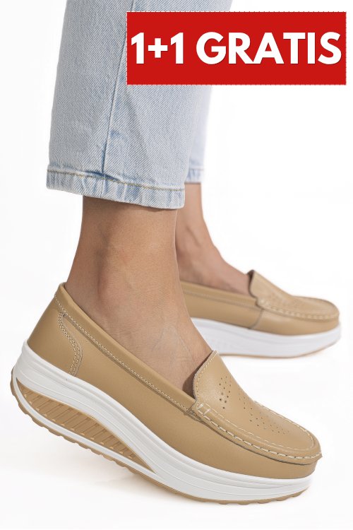 Pantofi bej piele naturala asp339