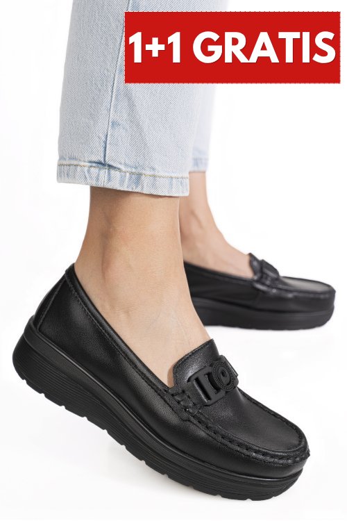 Mocasini negri piele naturala aspn2208