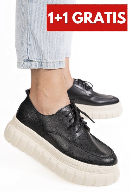 Pantofi negri piele naturala aspn92510