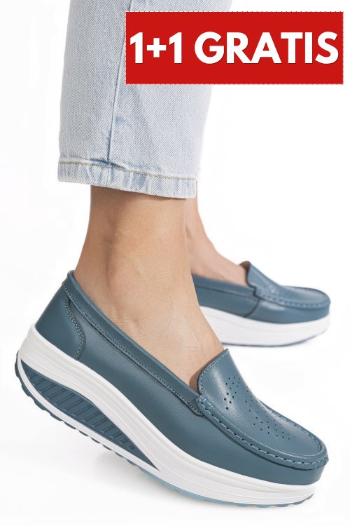 Pantofi bleu piele naturala asp339