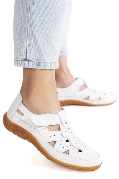 Balerini albi piele naturala aspn2857
