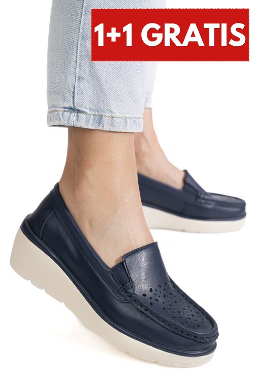 Pantofi bleumarin piele naturala 3sp107