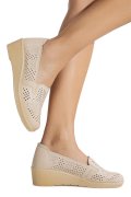 Pantofi Casual Dama cu Platforma Bej din Piele Ecologica Axiane