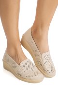 Pantofi Casual Dama cu Platforma Bej din Piele Ecologica Axiane