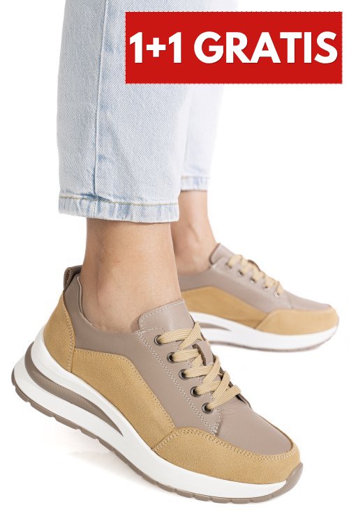 Pantofi sport bej piele naturala asp568