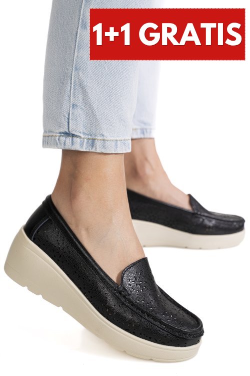 Mocasini negru piele naturala aspn3125