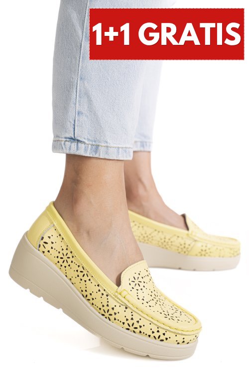 Mocasini galbeni piele naturala aspn3125