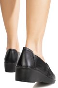 Pantofi Casual Dama cu Platforma Negri din Piele Ecologica Axiane