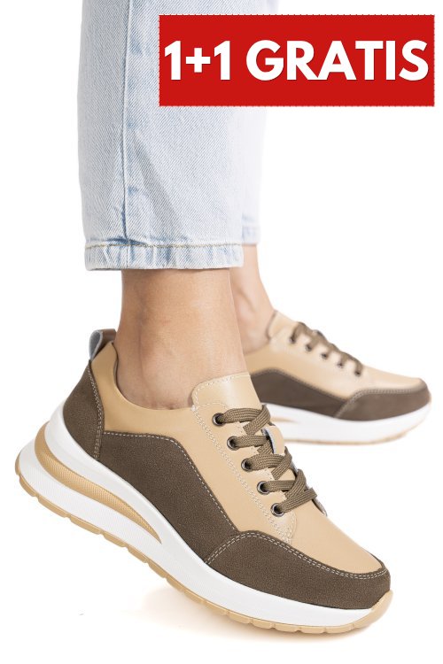 Pantofi sport khaki piele naturala asp568