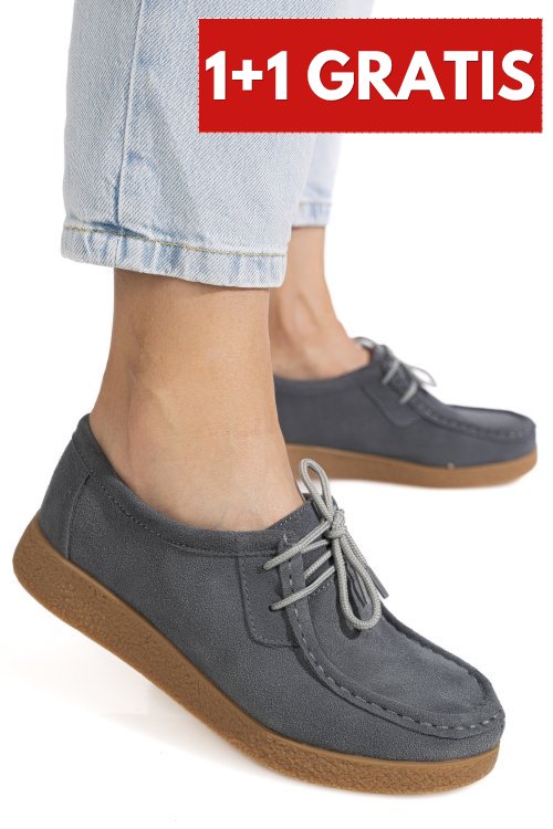 Mocasini grey piele naturala intoarsa 8sp517-1