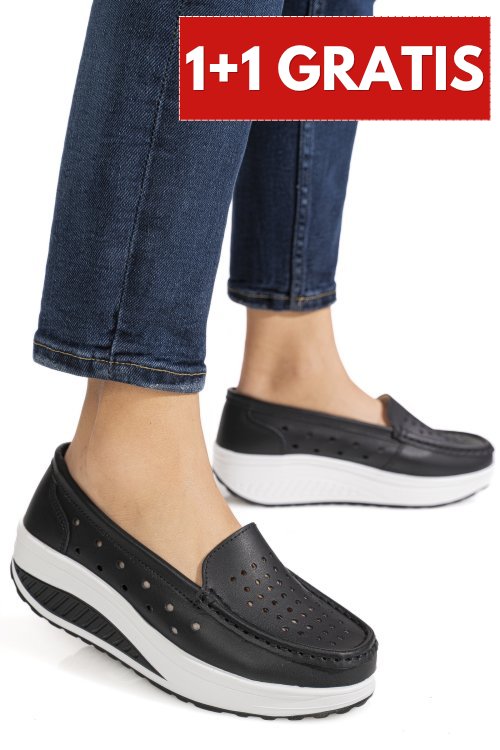 Mocasini negri piele naturala asp335