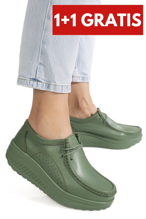 Mocasini verde deschis piele naturala aspn388