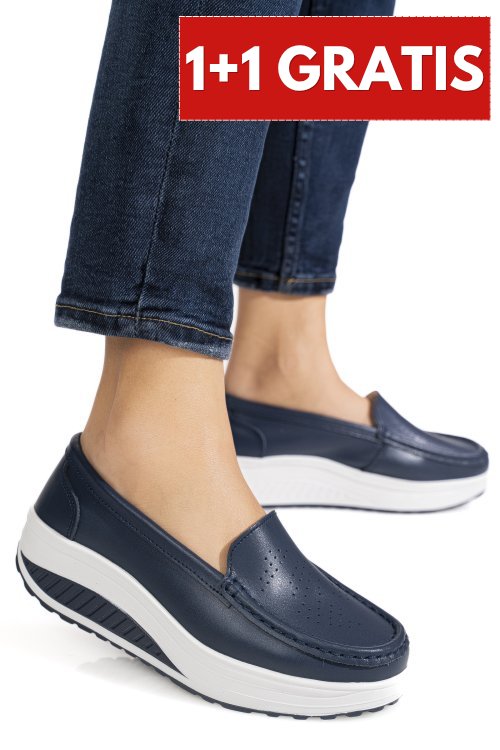 Pantofi bleumarin piele naturala asp339