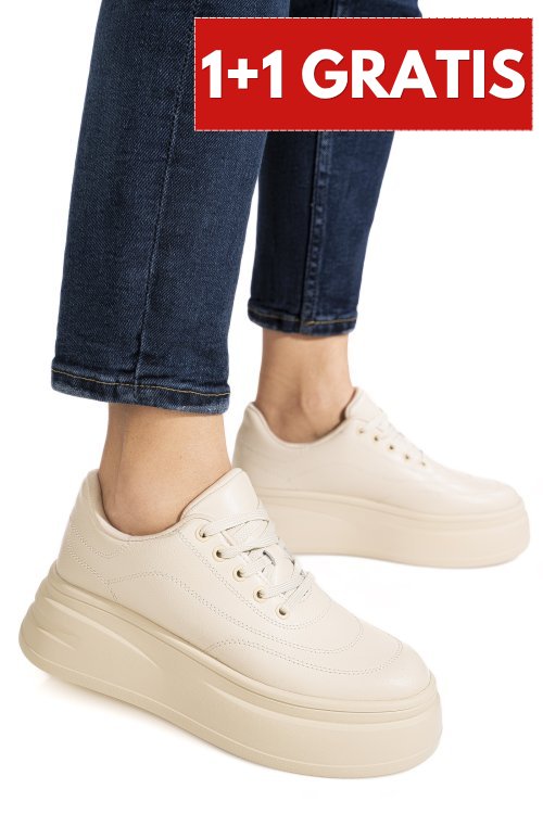 Pantofi sport bej piele naturala aspn2528