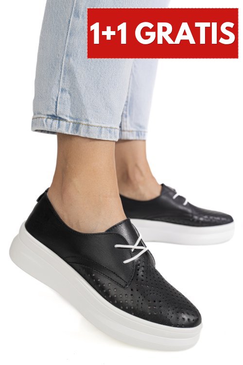 Pantofi sport black piele naturala 6sp02