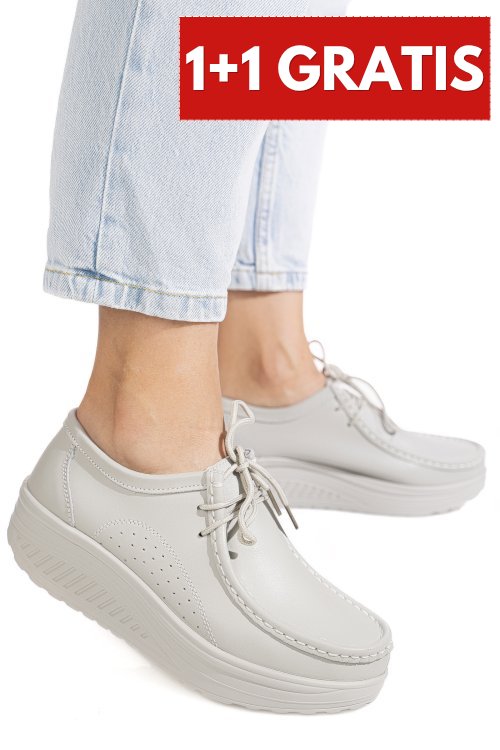 Mocasini gri piele naturala aspn388
