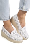 MOCASINI ALBI  PIELE NATURALA ASPN3125