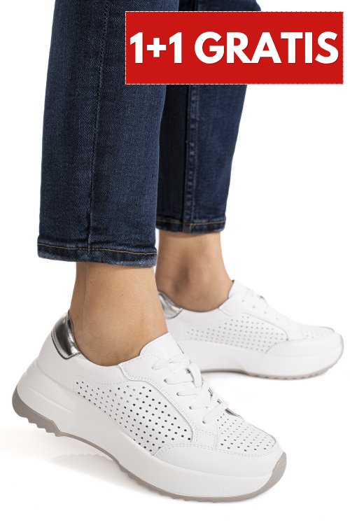 Pantofi sport albi piele naturala tsp2820
