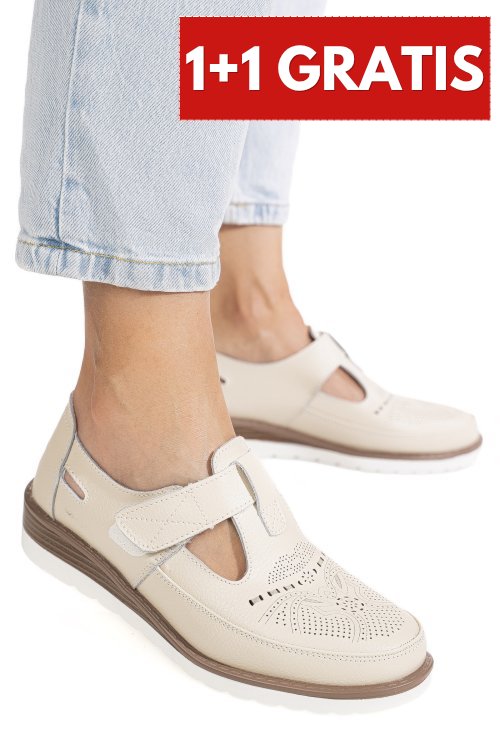 Pantofi bej piele naturala zbsp8-4