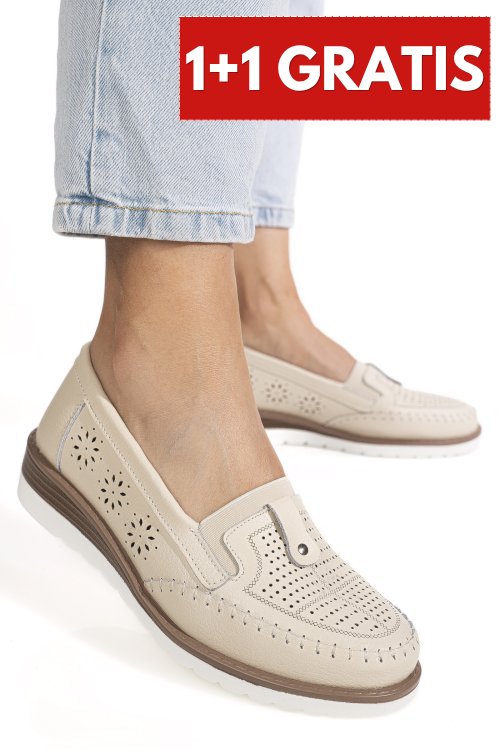 Pantofi bej piele naturala zspb8-3