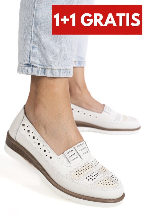 Pantofi albi piele naturala zspb8-5