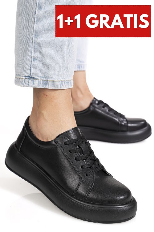 Pantofi sport negri piele naturala tsp-8083