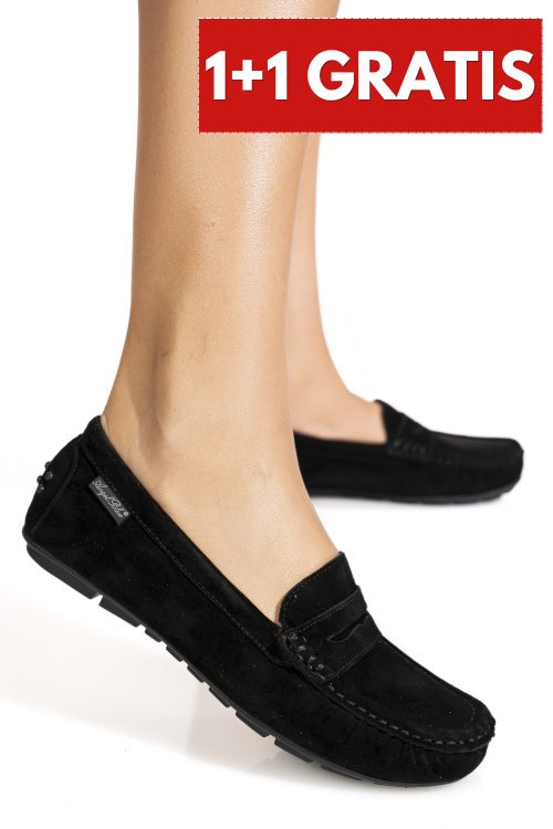 Mocasini negri piele naturala intoarsa fspl-xzl10