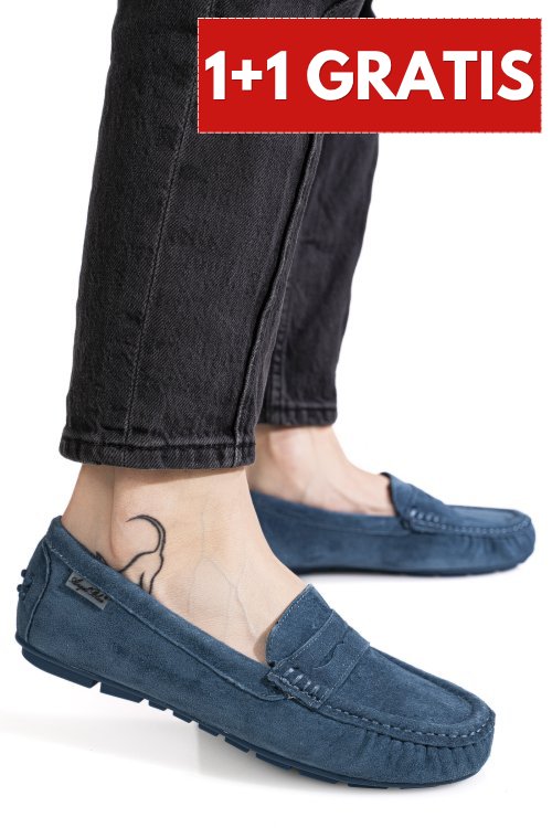 Mocasini albastri piele naturala intoarsa fspl-xzl10