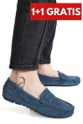 MOCASINI ALBASTRI PIELE NATURALA INTOARSA FSPL-XZL10