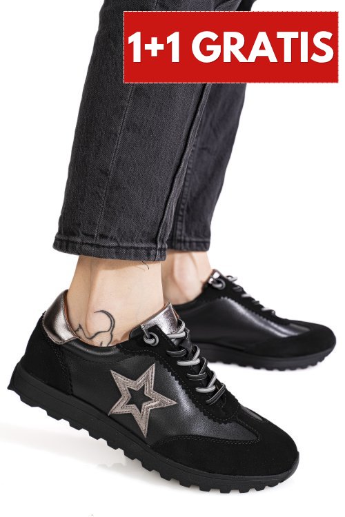 Pantofi sport negri piele naturala fsp002479