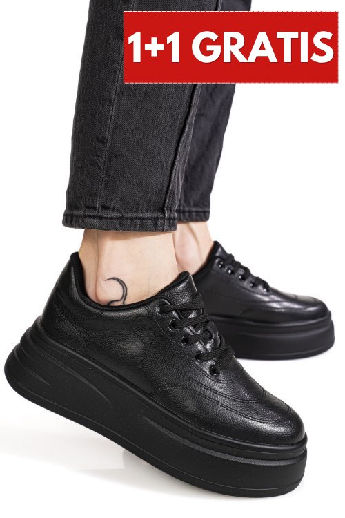 Pantofi sport negri piele naturala aspn2528