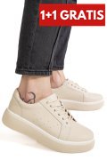 PANTOFI SPORT BEJ PIELE NATURALA NSPW-011