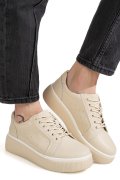 PANTOFI SPORT BEJ PIELE NATURALA NSPW-011