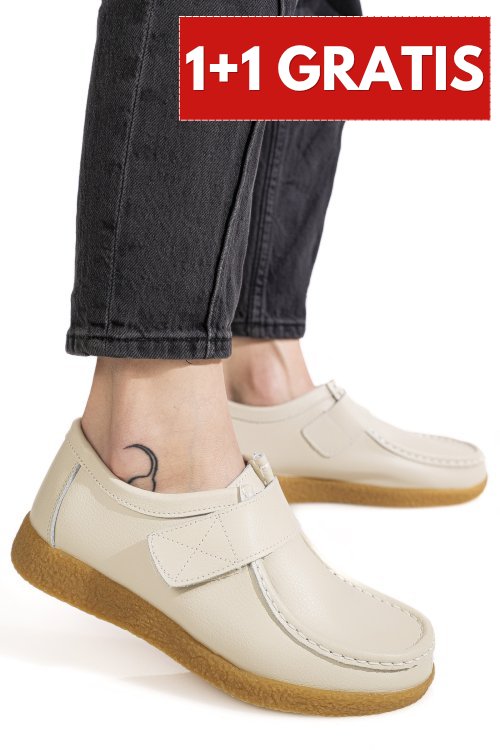Pantofi bej piele naturala zspb5-1