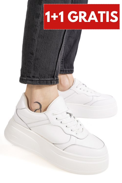 Pantofi sport albi piele naturala aspn2529