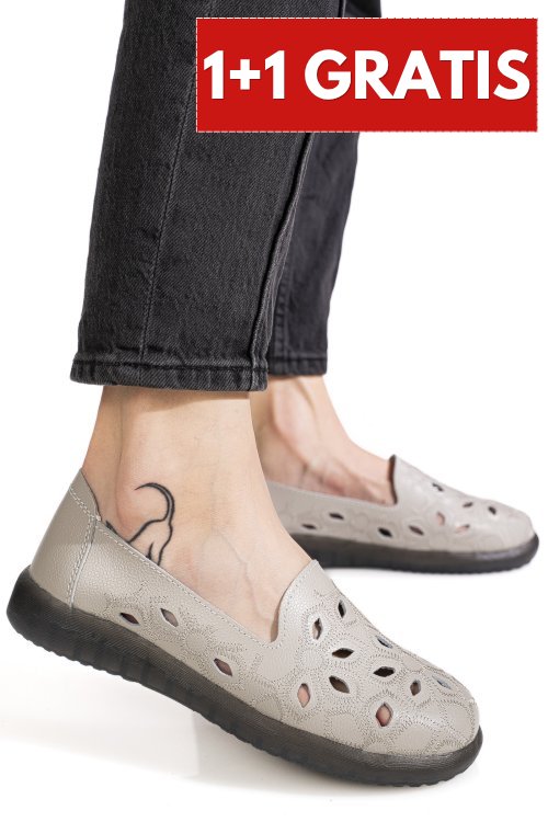 Mocasini gri piele naturala 2sp070